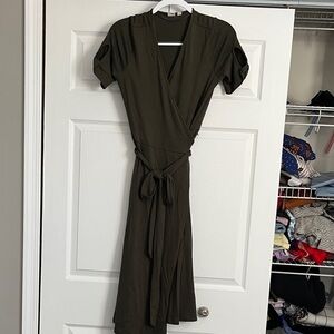 GAP Khaki Wrap Midi Dress